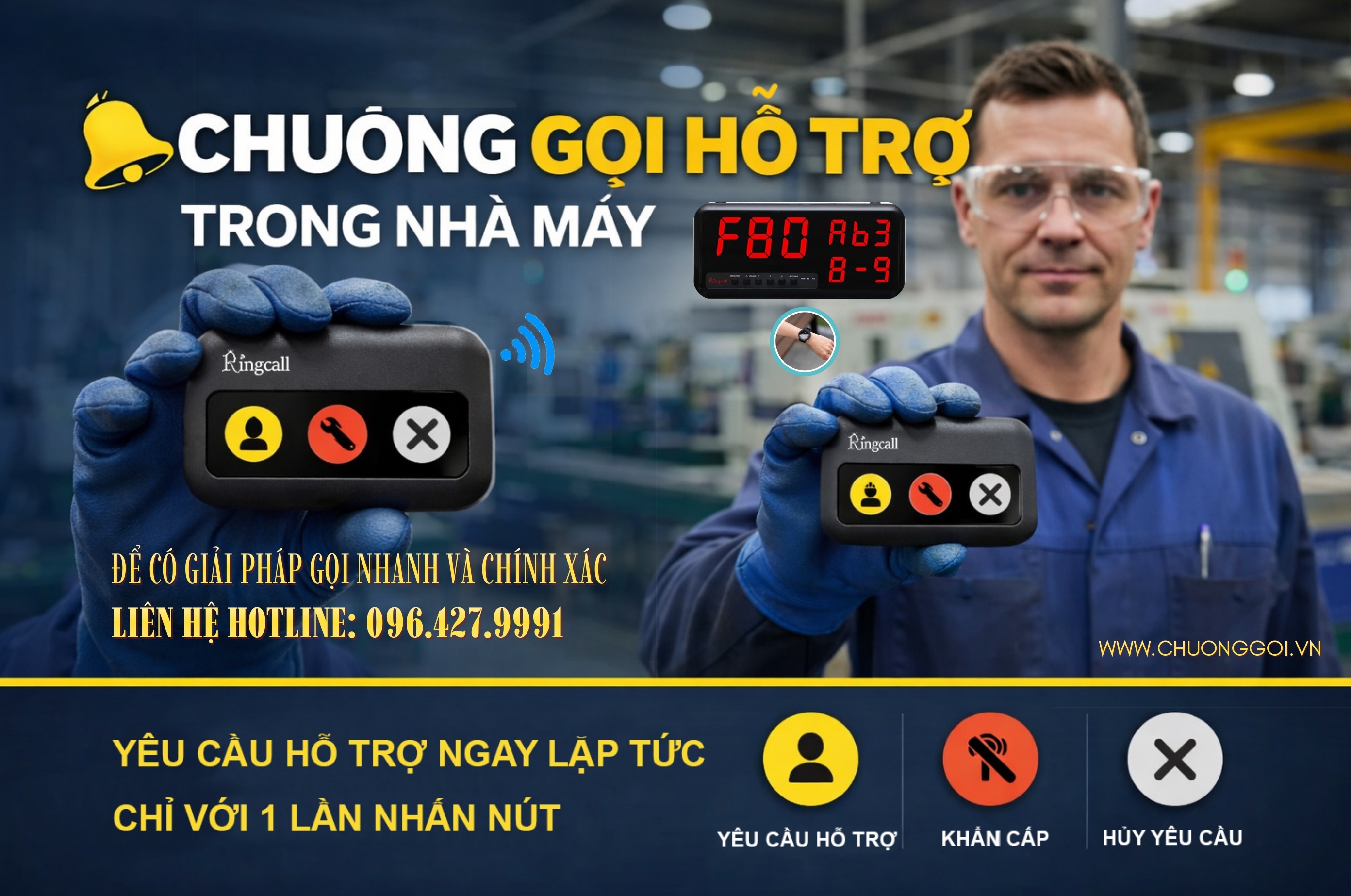 chuông gọi hỗ trợ trong nhà máy