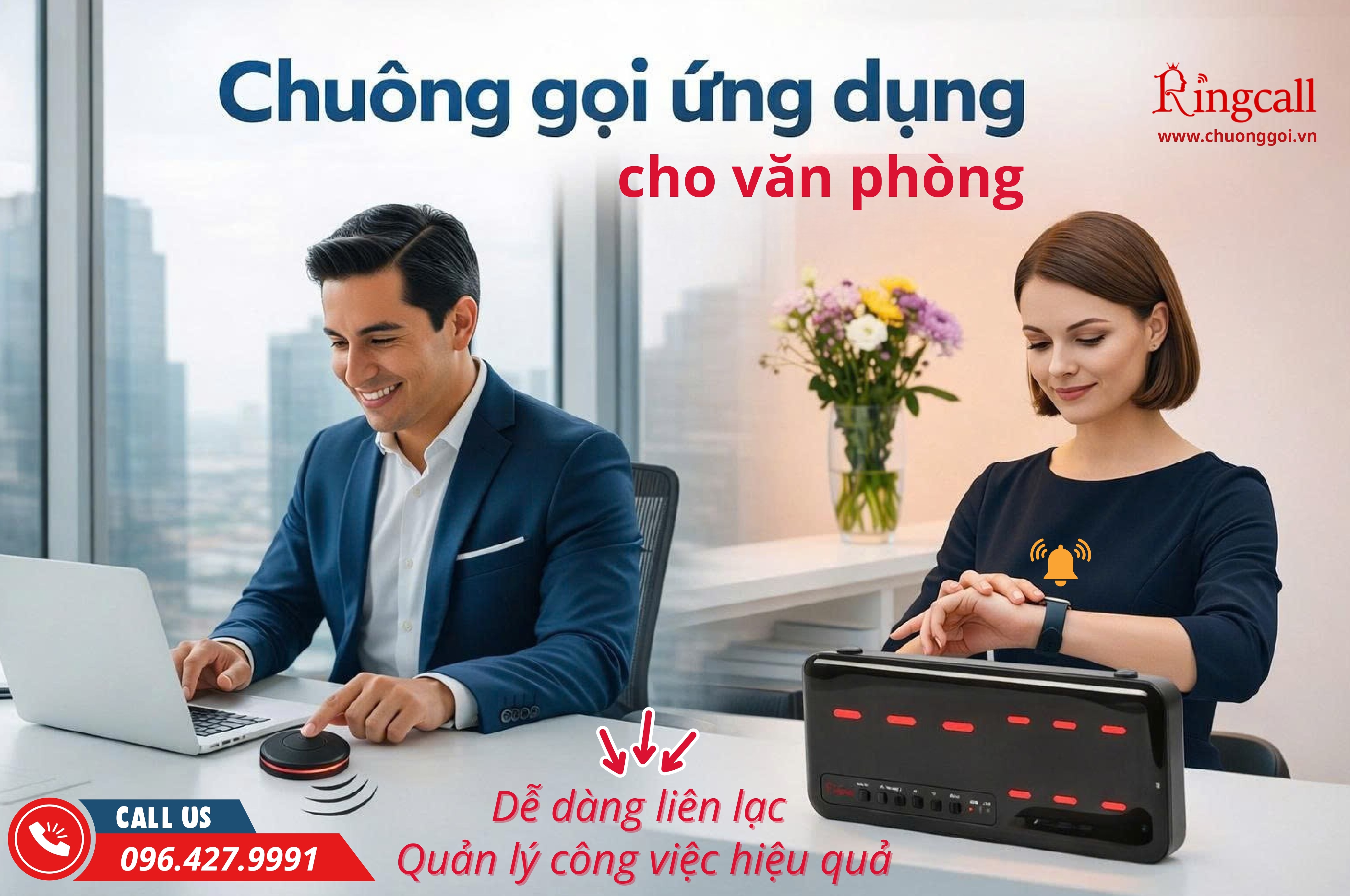 chuông gọi ứng dụng cho văn phòng