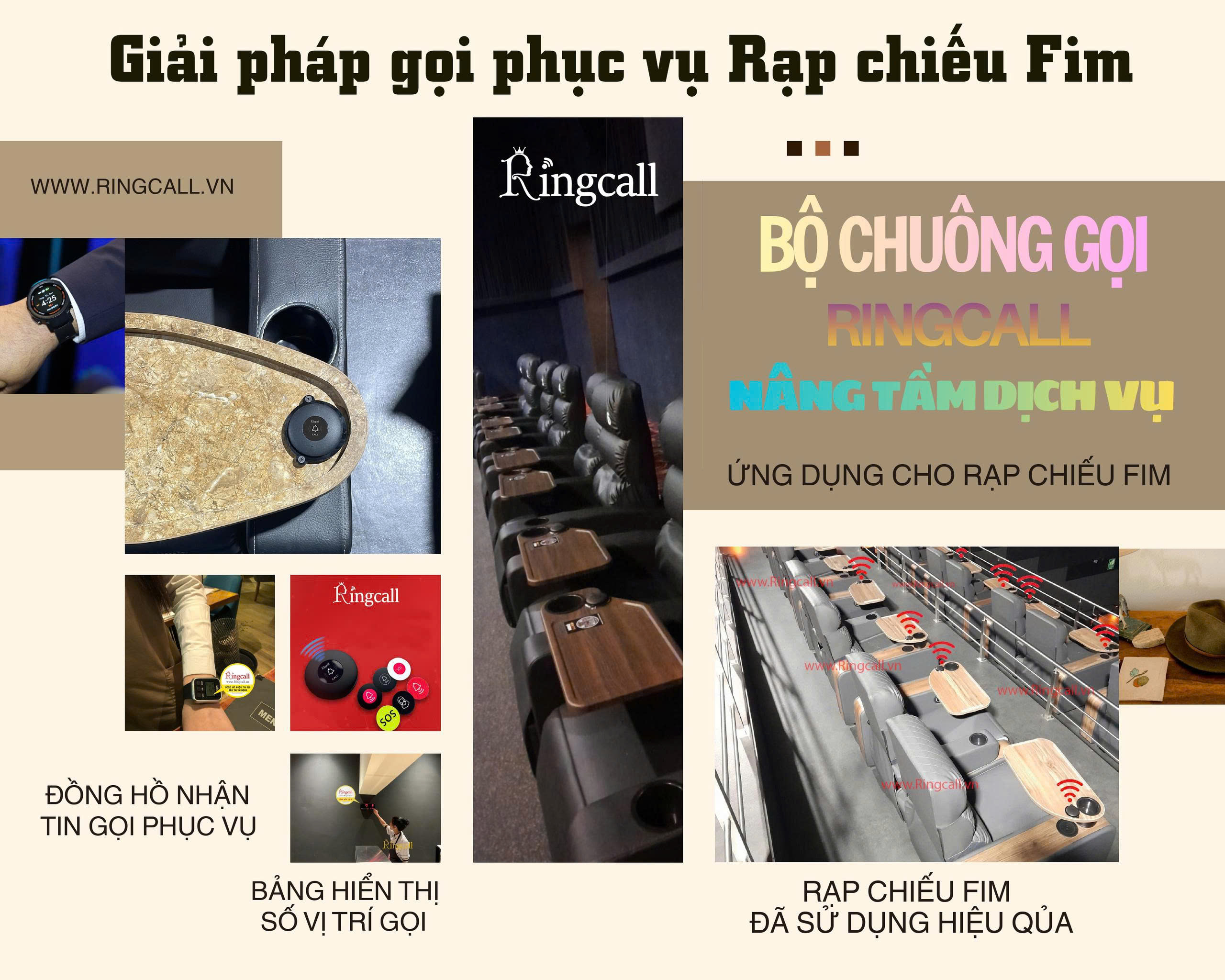 giải pháp gọi phục vụ rạp chiếu phim